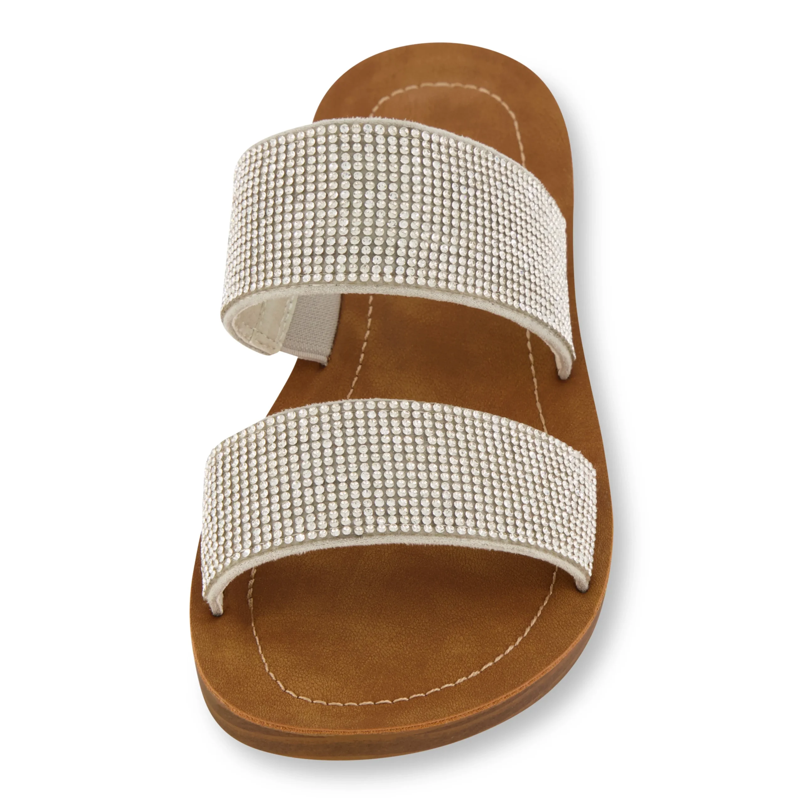 Slide Sandals | Flat Sandals>Cushionaire Alana Two Band Slide Sandal Silver