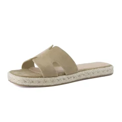 Slide Sandals | Flat Sandals>Cushionaire Avocado Espadrille Slide Sandal