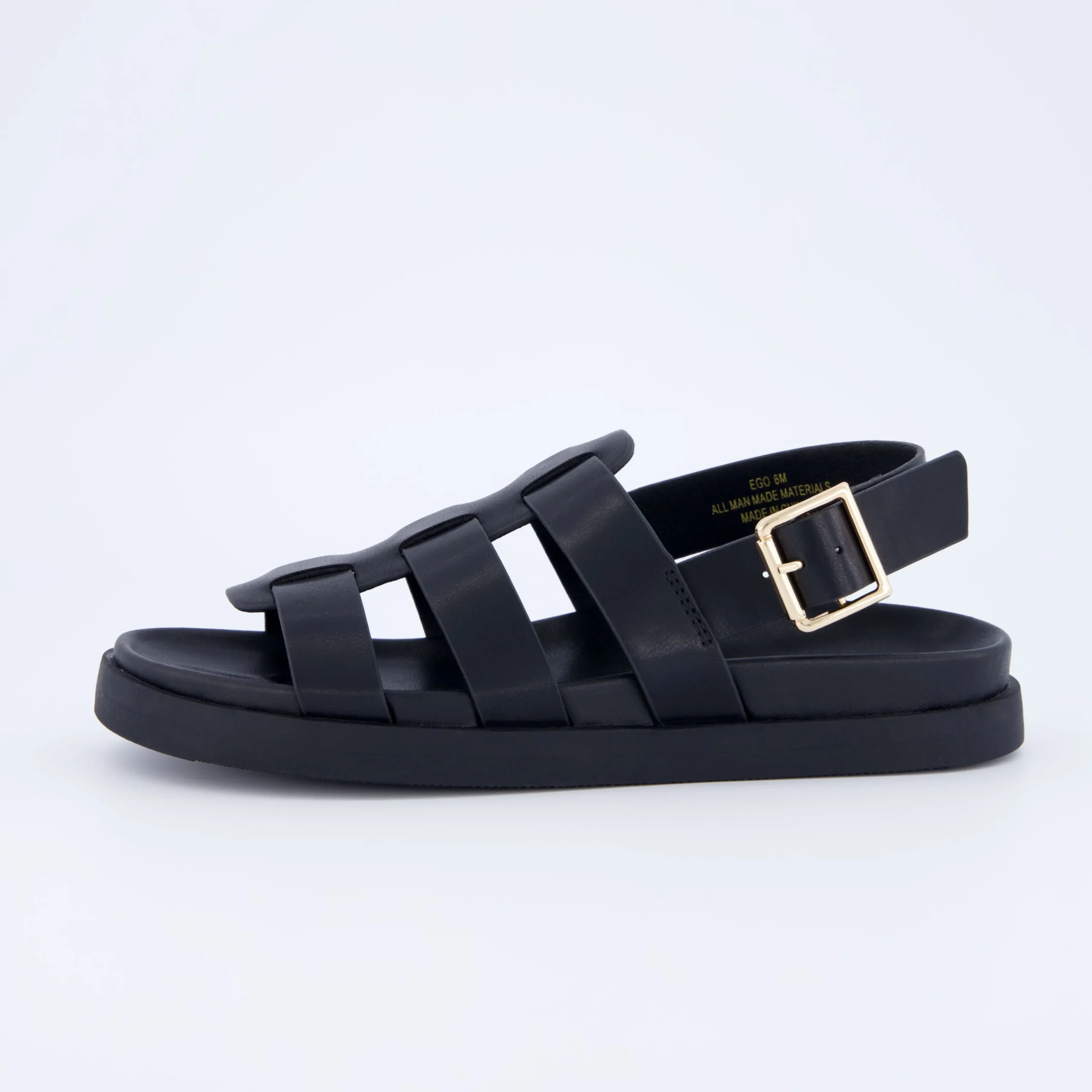 Flat Sandals | Footbed Sandals>Cushionaire Ego Fisherman Sandal Black