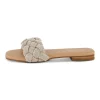 Slide Sandals | Flat Sandals>Cushionaire Fisk Woven Rhinestone Sandal SilverSparkle