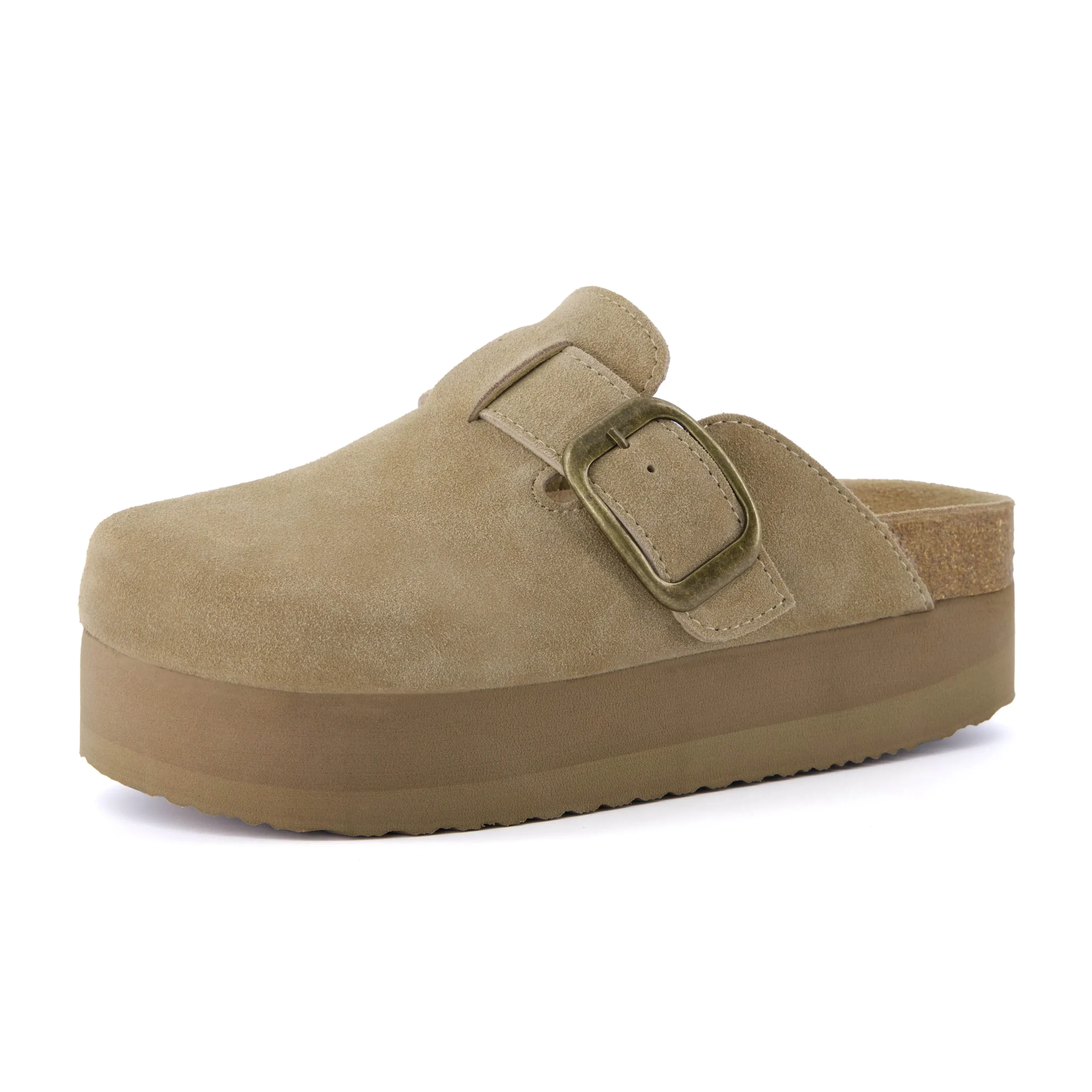 Clogs & Mules>Cushionaire Granola 2 Suede Platform Clog