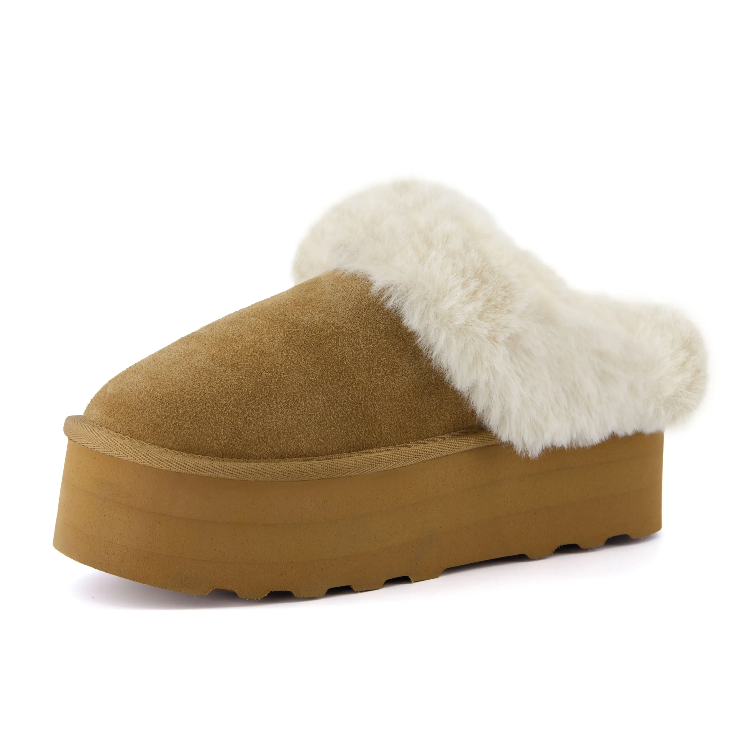 Slippers | Clogs & Mules>Cushionaire Husky Suede Cozy Platform Mule