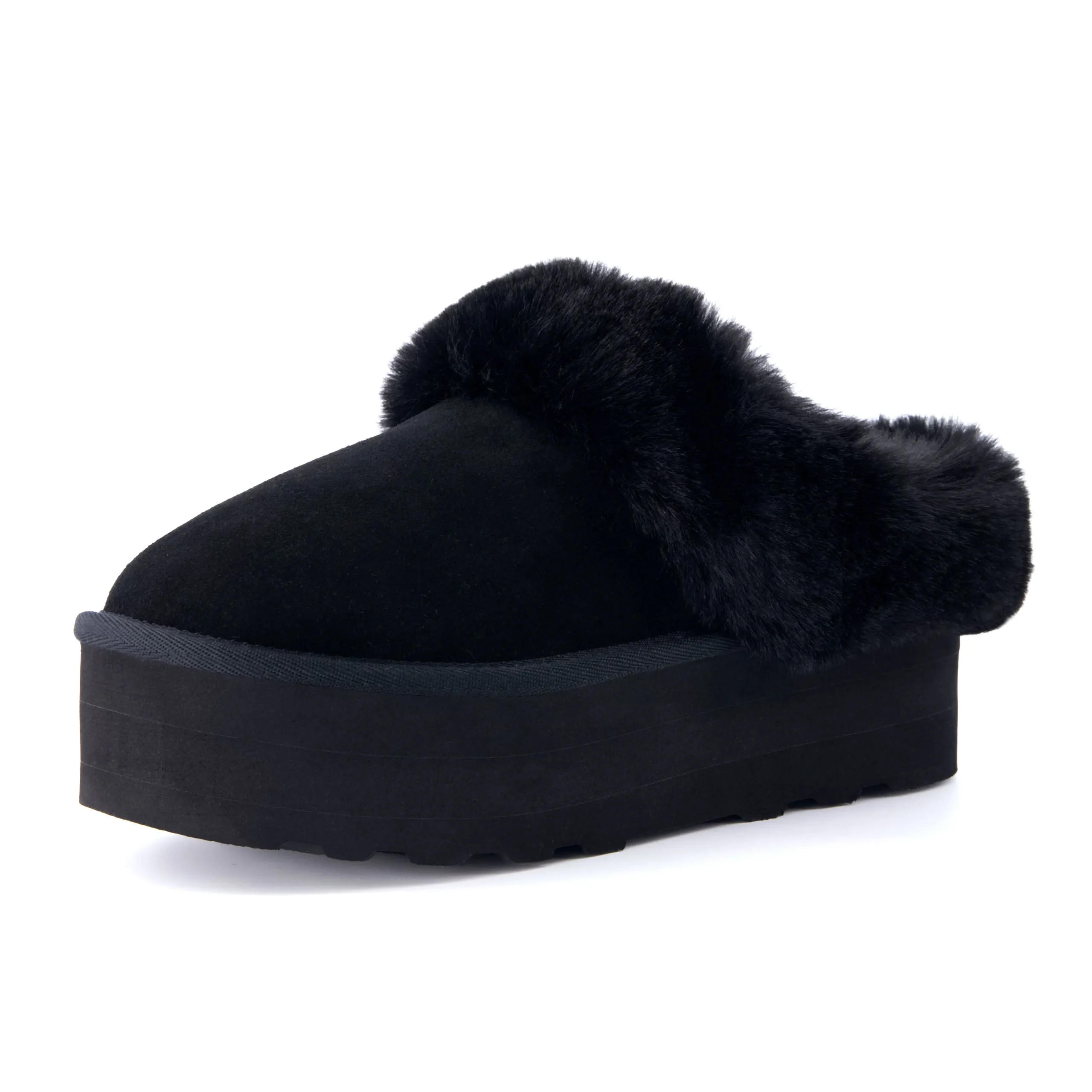 Slippers | Clogs & Mules>Cushionaire Husky Suede Cozy Platform Mule