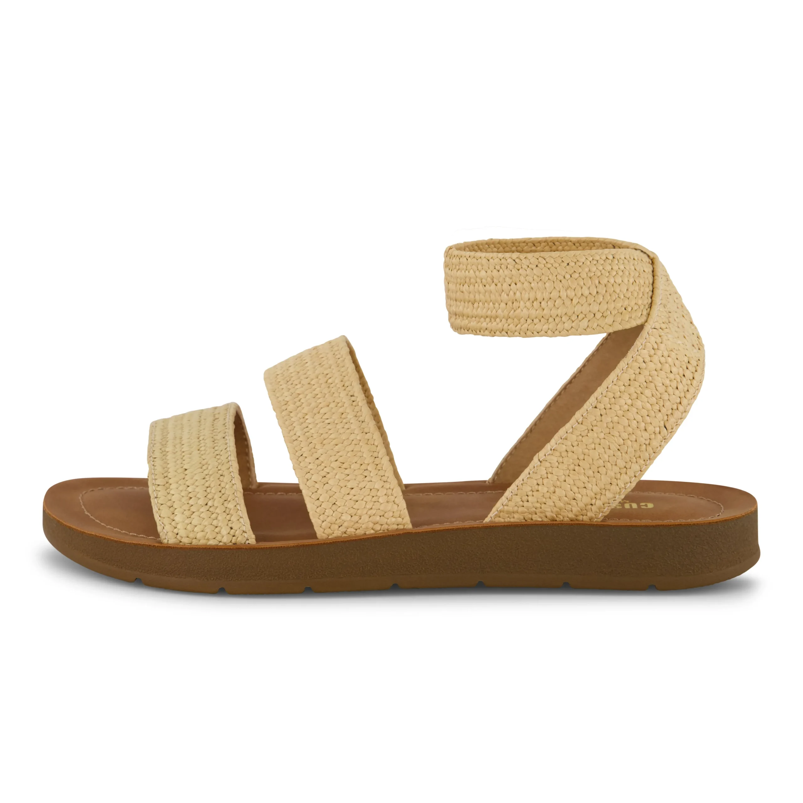 Flat Sandals>Cushionaire Indego Two Band Stretch Sandal