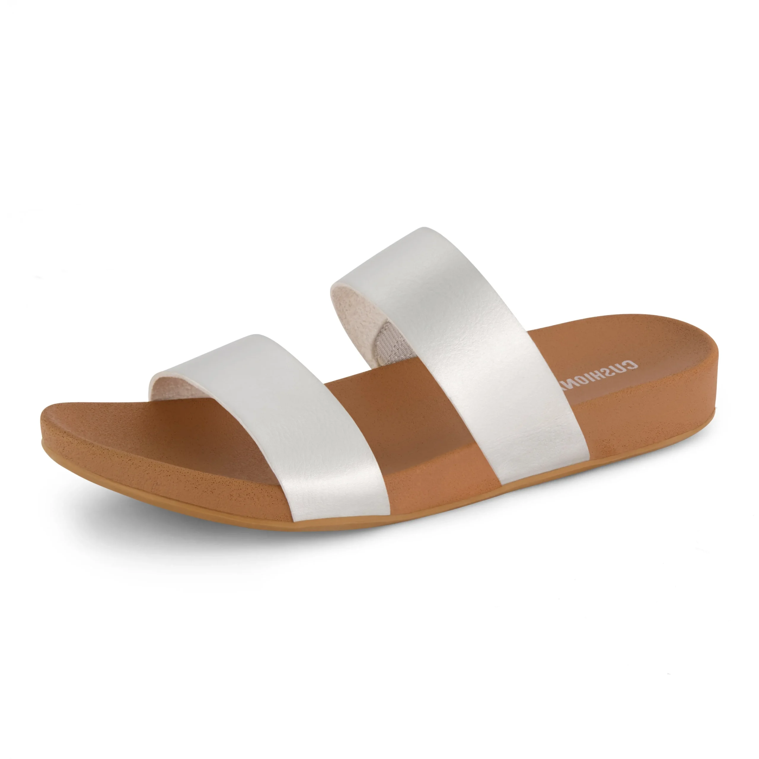 Slide Sandals | Flat Sandals>Cushionaire Josie Two Band Footbed Sandal