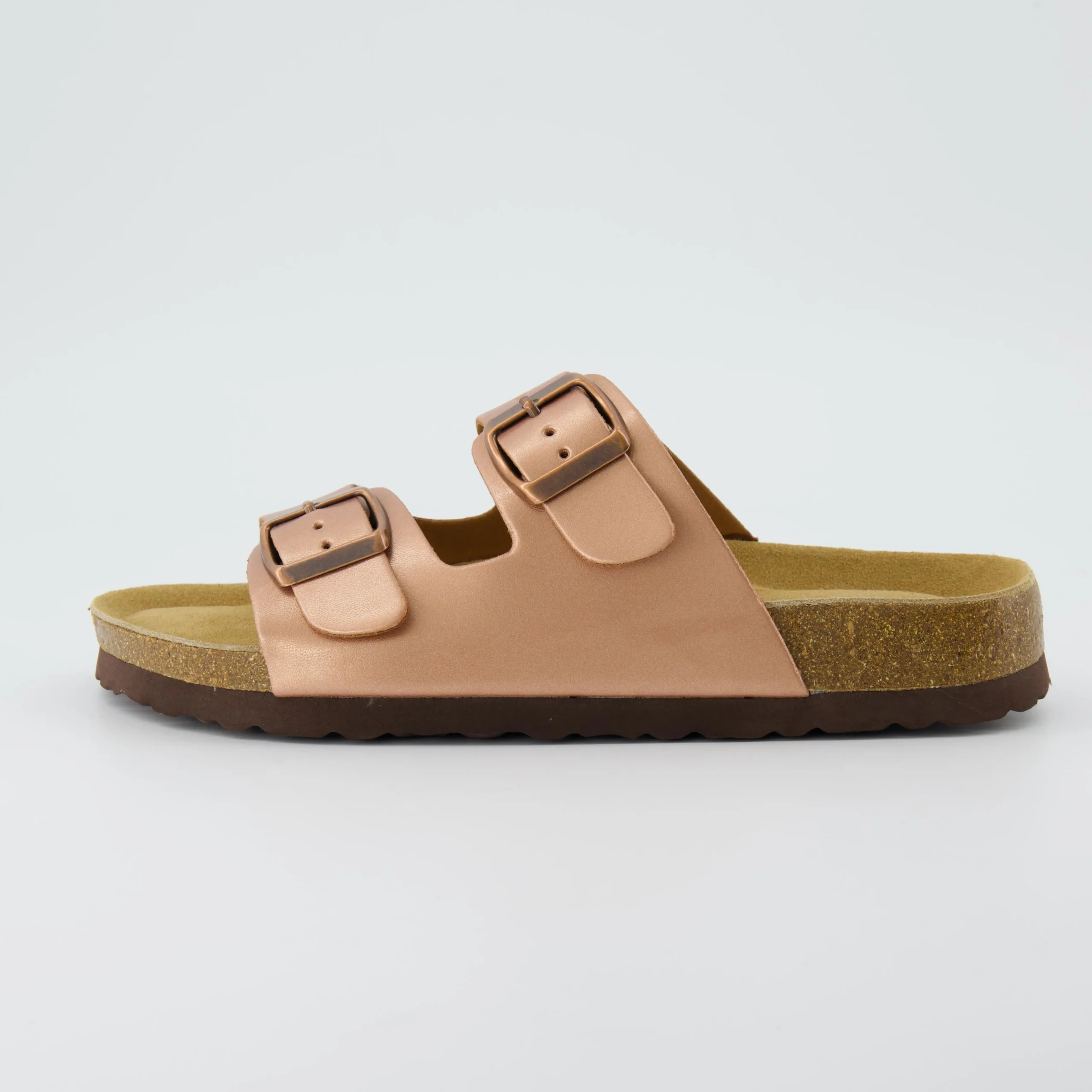 Slide Sandals | Footbed Sandals>Cushionaire Lane Cork Footbed Sandal Metallics