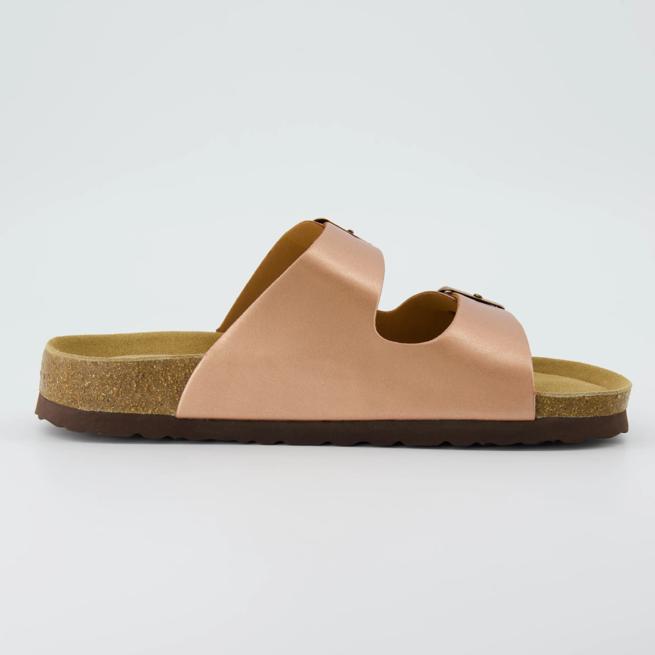 Slide Sandals | Footbed Sandals>Cushionaire Lane Cork Footbed Sandal Metallics