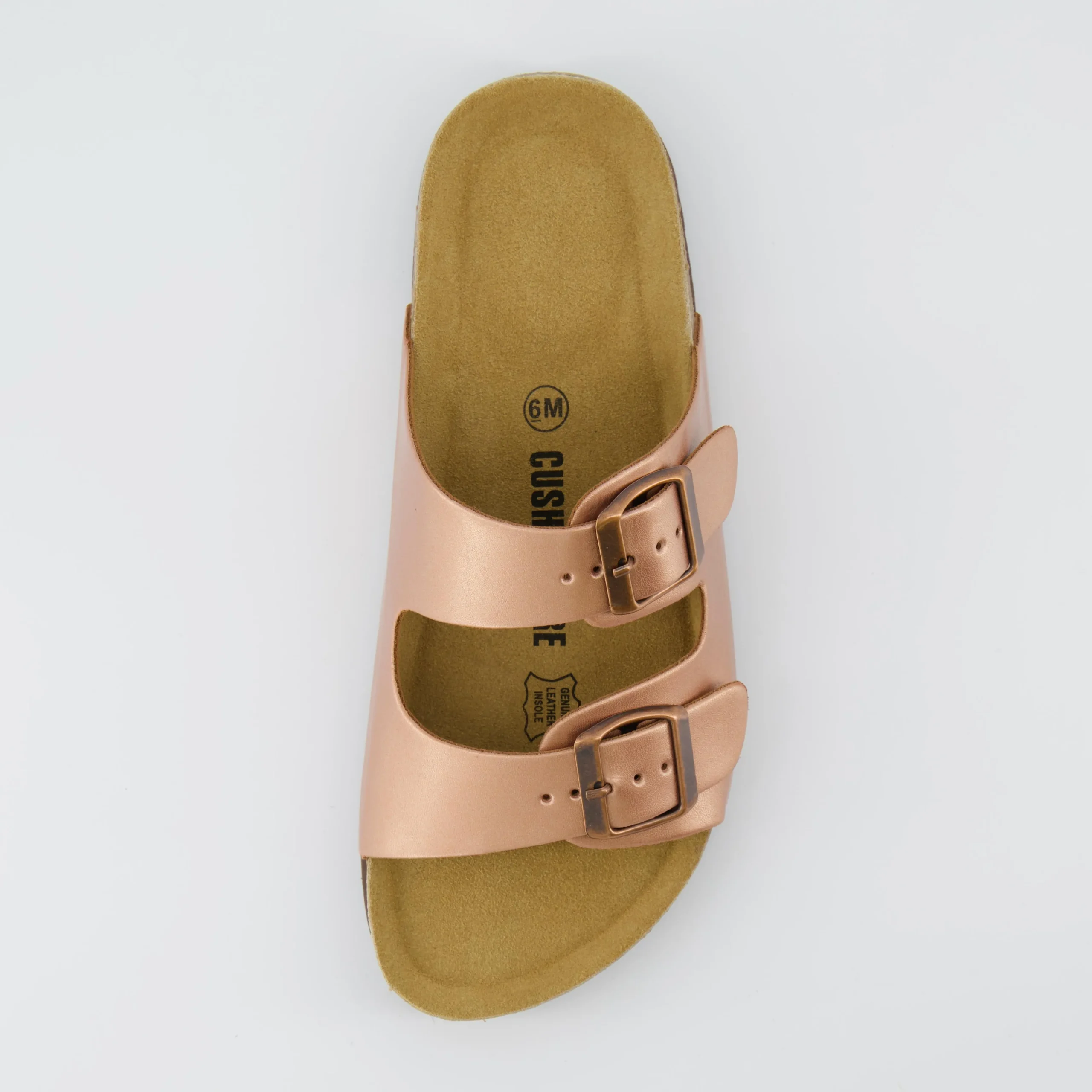 Slide Sandals | Footbed Sandals>Cushionaire Lane Cork Footbed Sandal Metallics