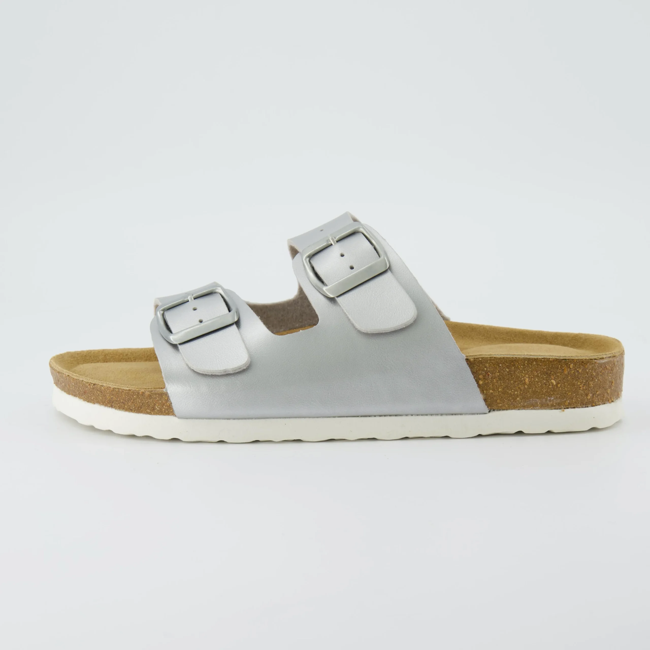 Slide Sandals | Footbed Sandals>Cushionaire Lane Cork Footbed Sandal Metallics