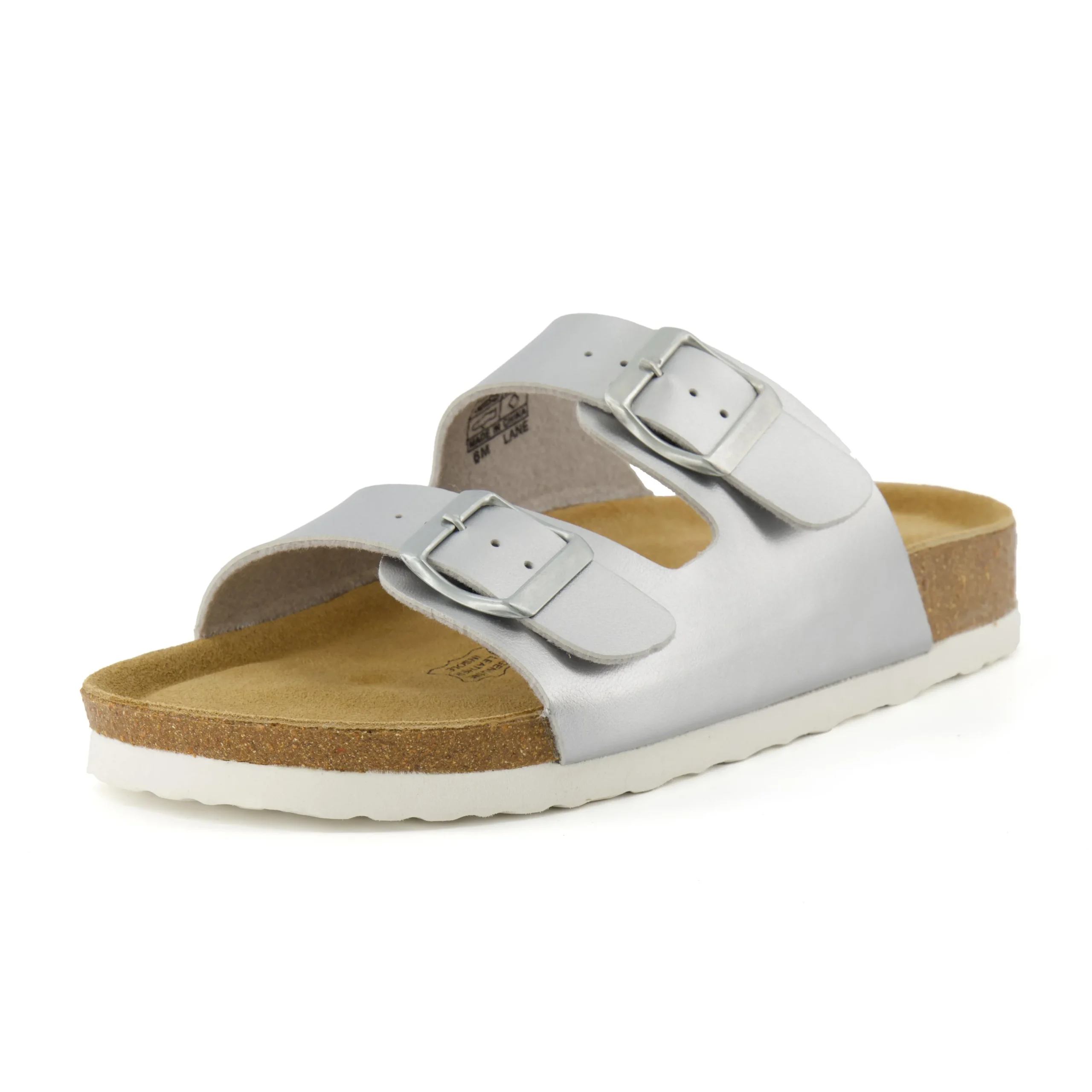 Slide Sandals | Footbed Sandals>Cushionaire Lane Cork Footbed Sandal Metallics