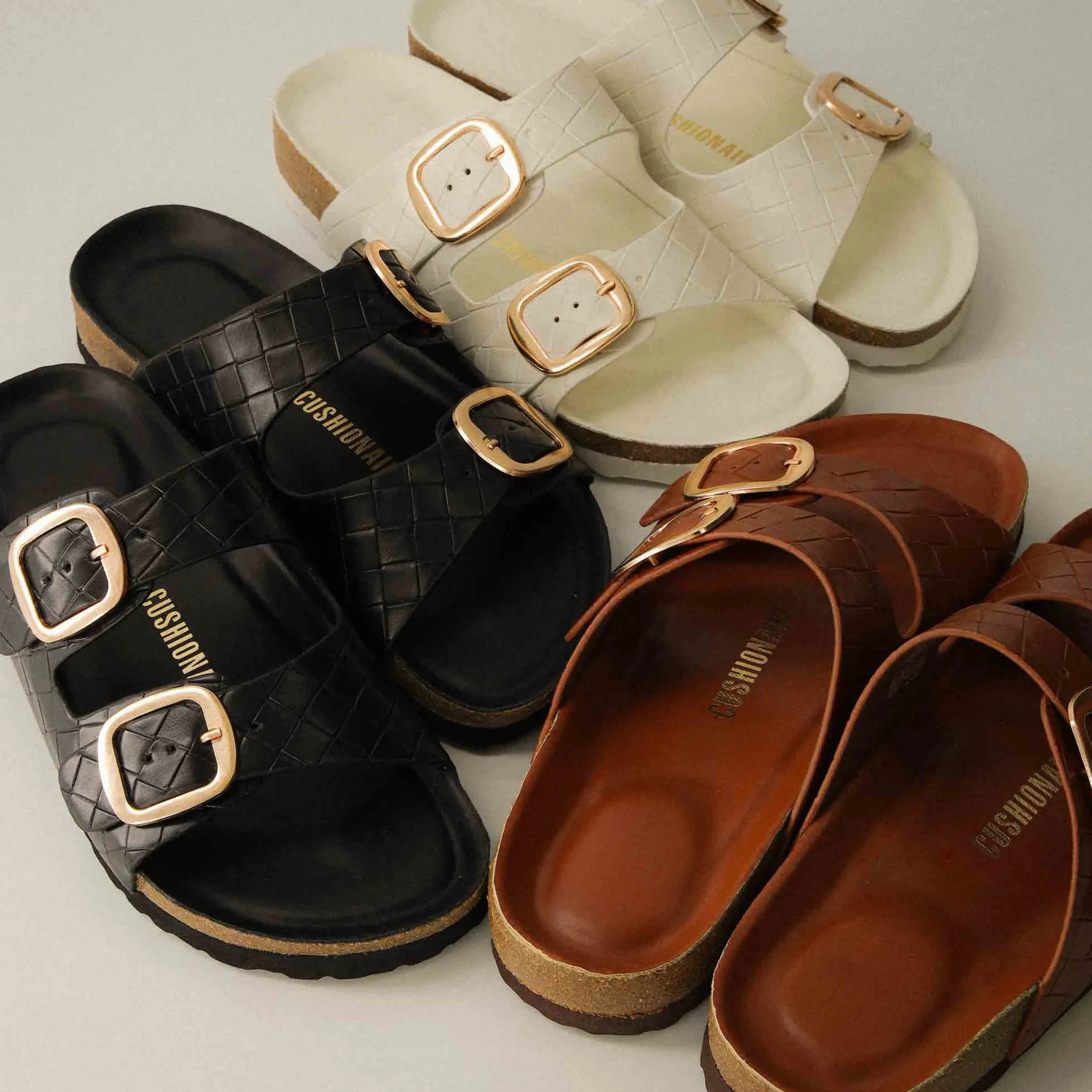 Slide Sandals | Footbed Sandals>Cushionaire Lang Woven Cork Footbed Sandal