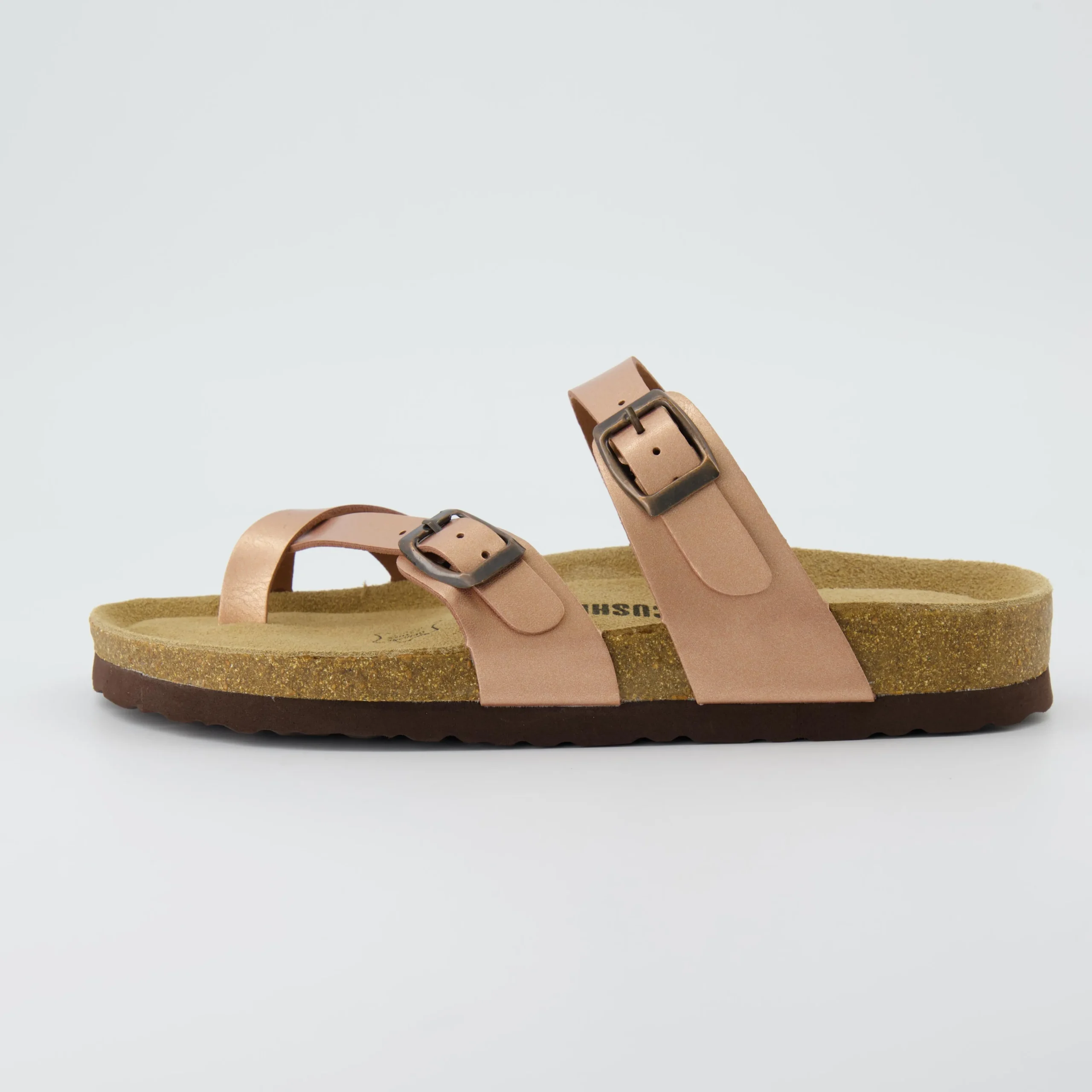 Slide Sandals | Footbed Sandals>Cushionaire Luna Cork Footbed Sandal Metallics