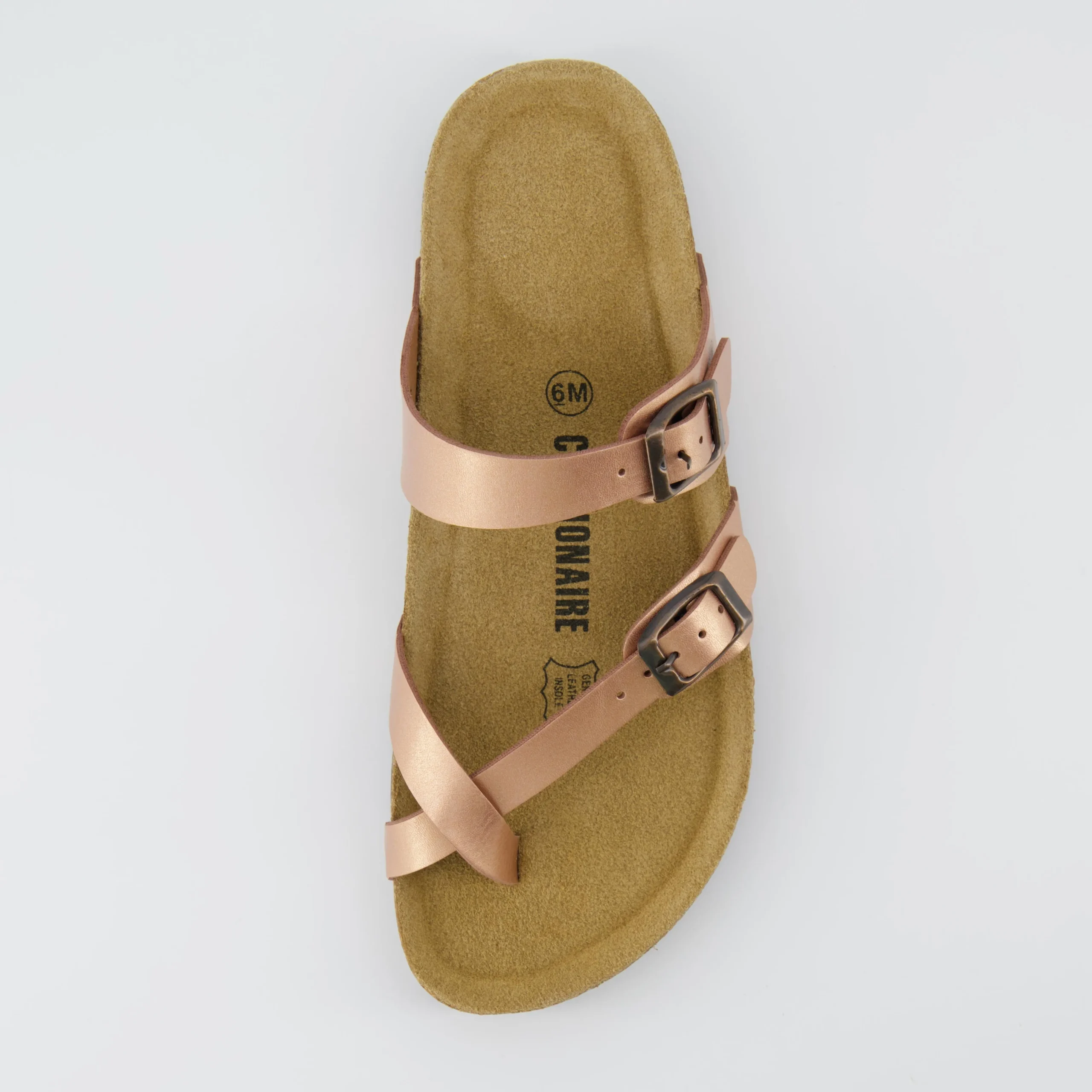 Slide Sandals | Footbed Sandals>Cushionaire Luna Cork Footbed Sandal Metallics