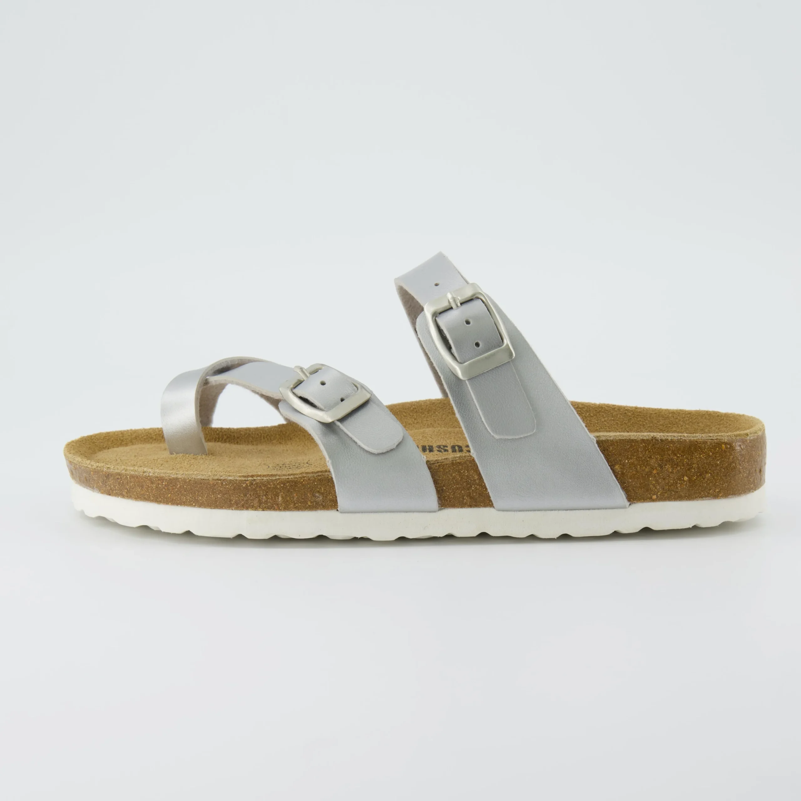 Slide Sandals | Footbed Sandals>Cushionaire Luna Cork Footbed Sandal Metallics