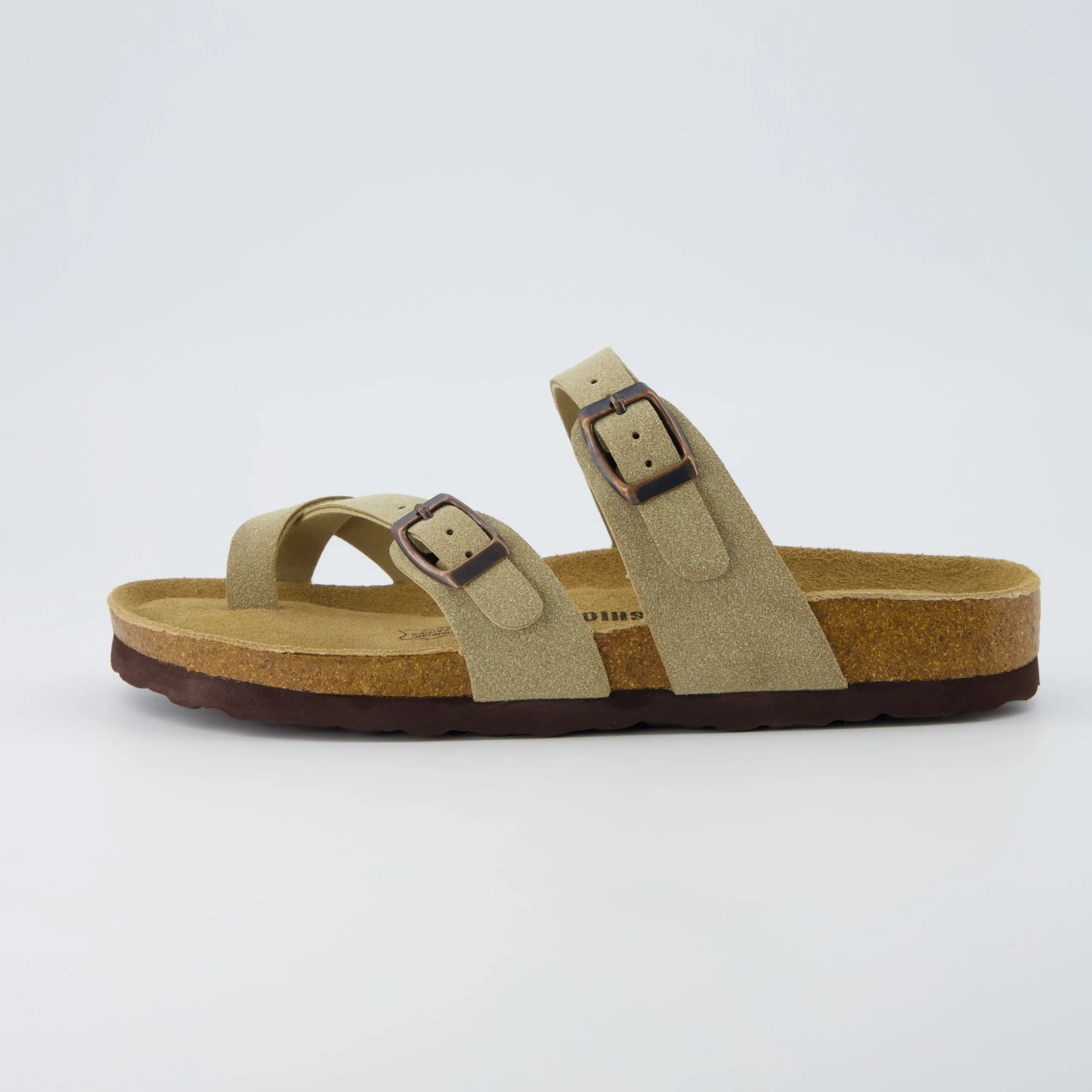 Slide Sandals | Footbed Sandals>Cushionaire Luna Cork Footbed Sandal Suedes