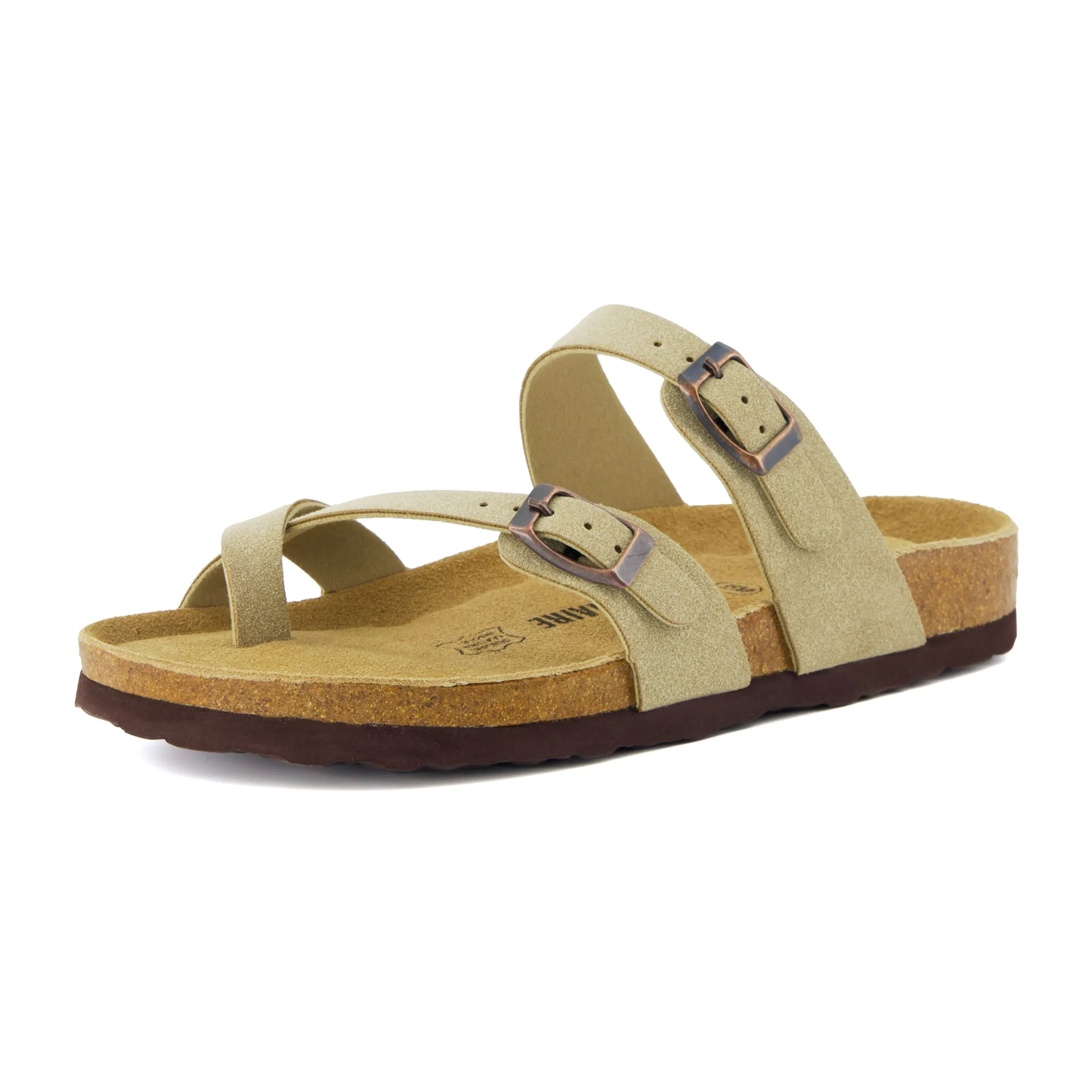 Slide Sandals | Footbed Sandals>Cushionaire Luna Cork Footbed Sandal Suedes