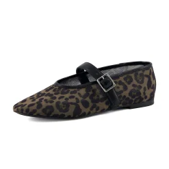 Mary Janes>Cushionaire Moma Leopard Print Mary Jane Flat Cheetah