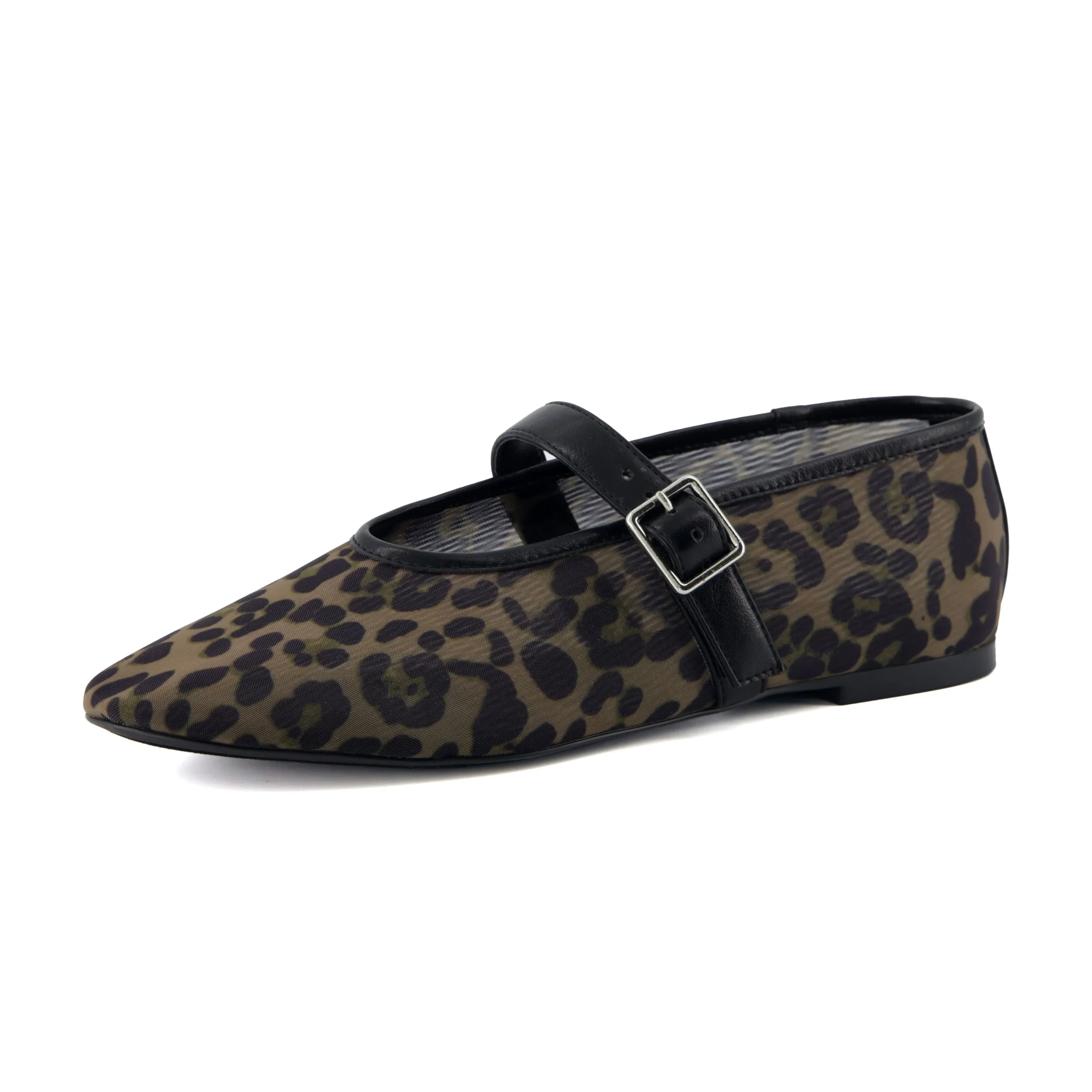Mary Janes>Cushionaire Moma Leopard Print Mary Jane Flat Cheetah