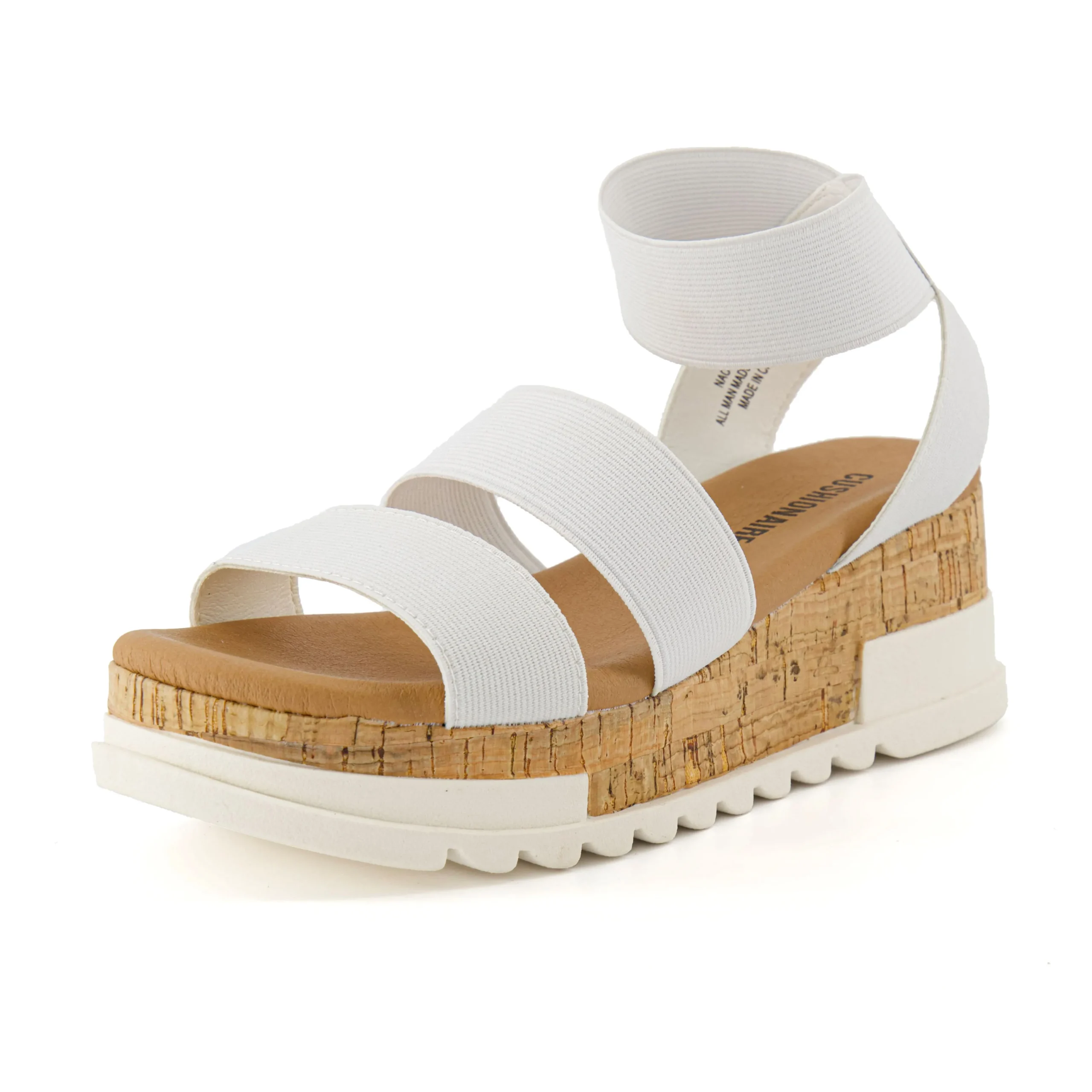 Platform Sandals>Cushionaire Naomi Stretch Cork Wedge Sandal