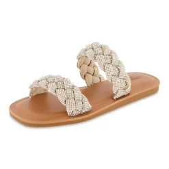 Slide Sandals | Flat Sandals>Cushionaire Shine Braided Rhinestone Dress Sandal SilverSparkle