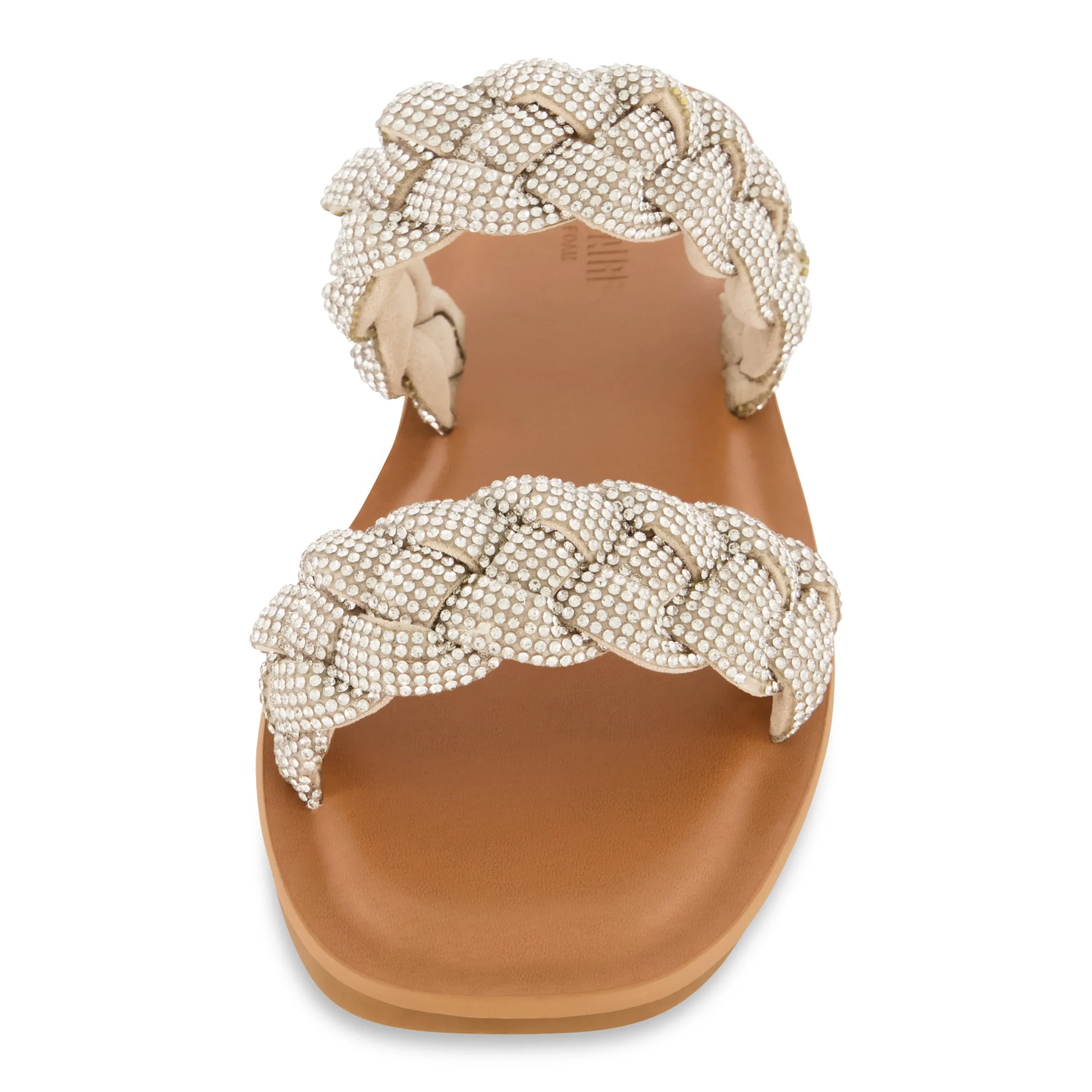 Slide Sandals | Flat Sandals>Cushionaire Shine Braided Rhinestone Dress Sandal SilverSparkle