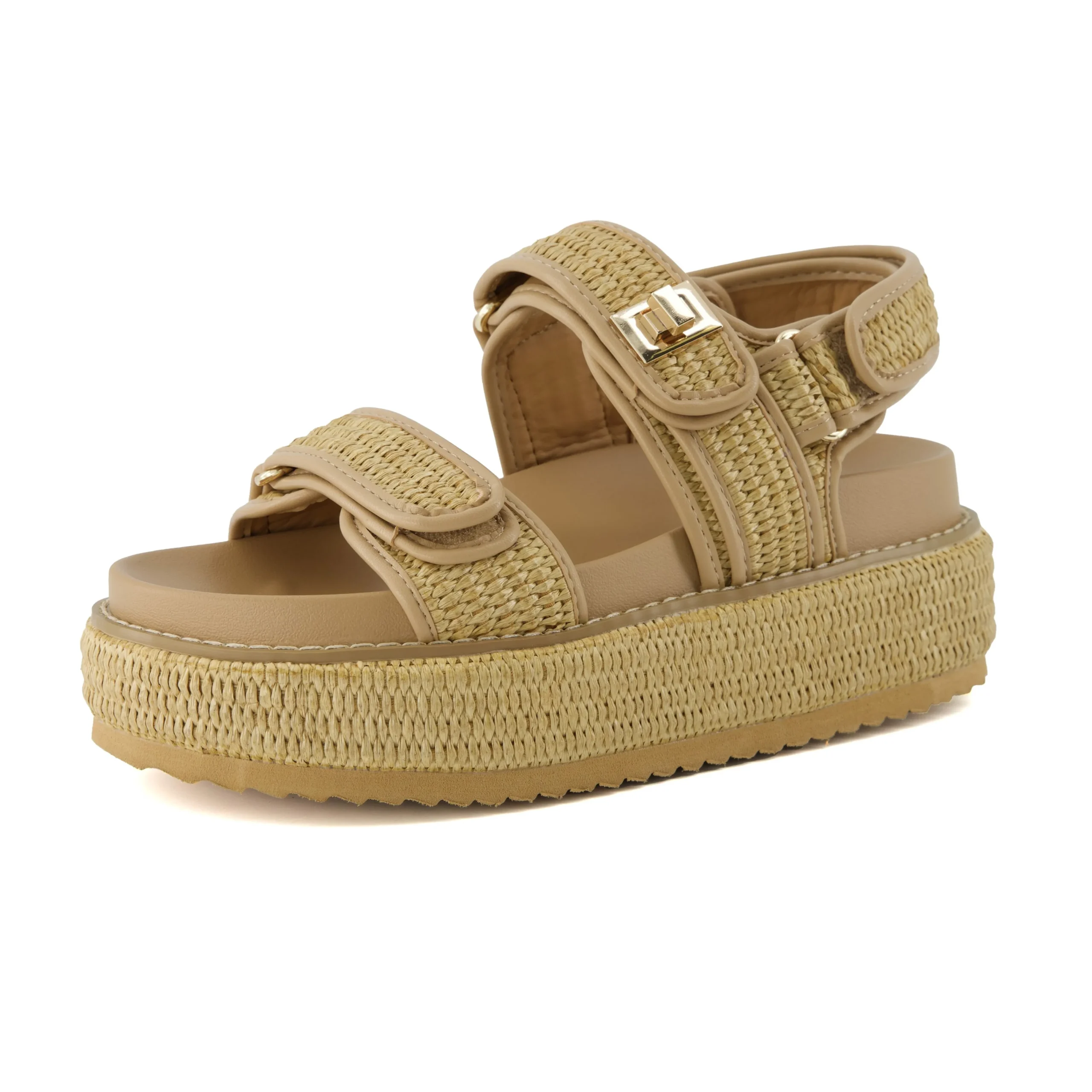 Footbed Sandals | Platform Sandals>Cushionaire Shore Raffia Platform Sandal NaturalRaffia