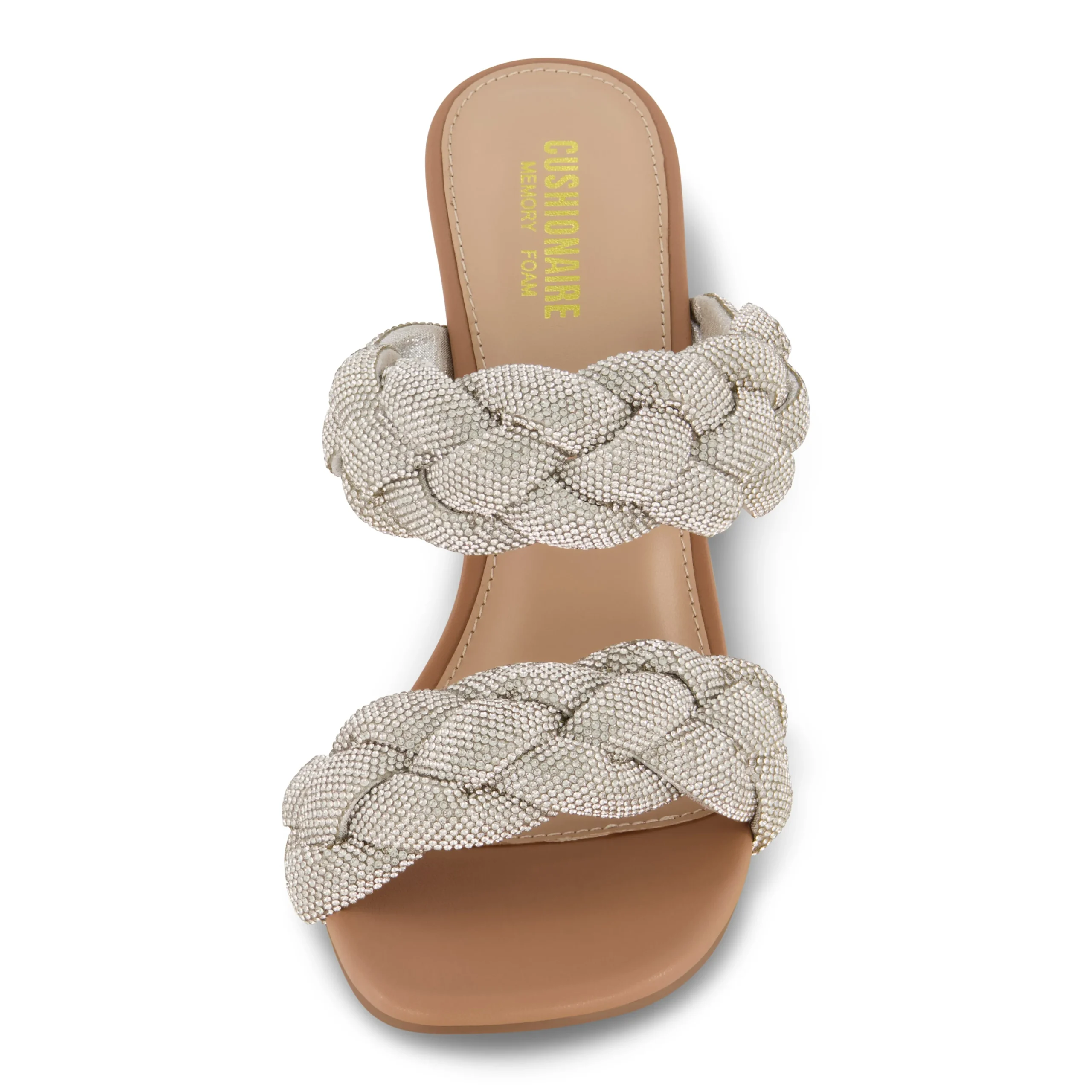 Dress Sandals | Dress Sandals>Cushionaire Sparkle Braided Rhinestone Dress Heel SilverSparkle