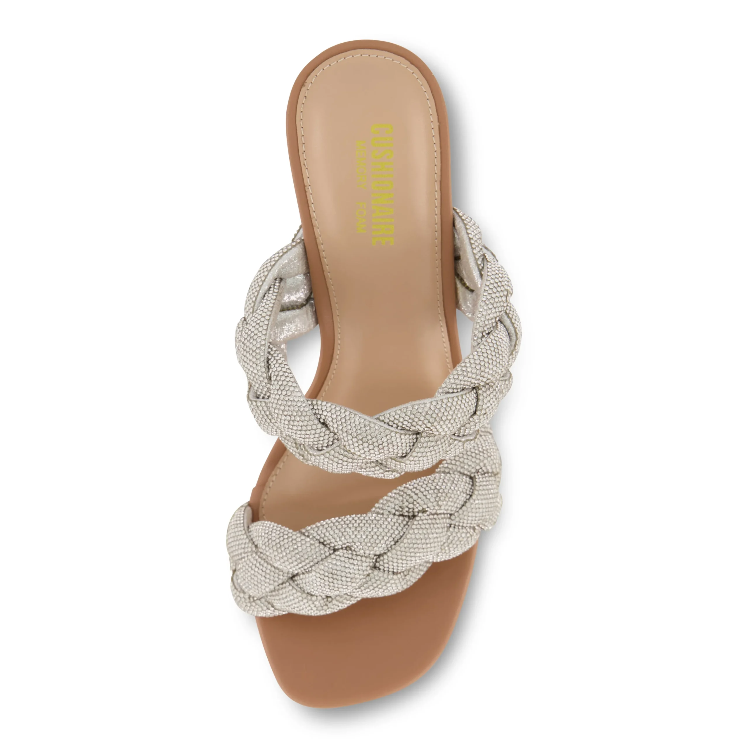 Dress Sandals | Dress Sandals>Cushionaire Sparkle Braided Rhinestone Dress Heel SilverSparkle