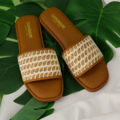 Slide Sandals | Flat Sandals>Cushionaire Taffy Crochet Slide Sandal