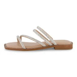 Slide Sandals | Flat Sandals>Cushionaire Varda Studded Strappy Sandal Silver