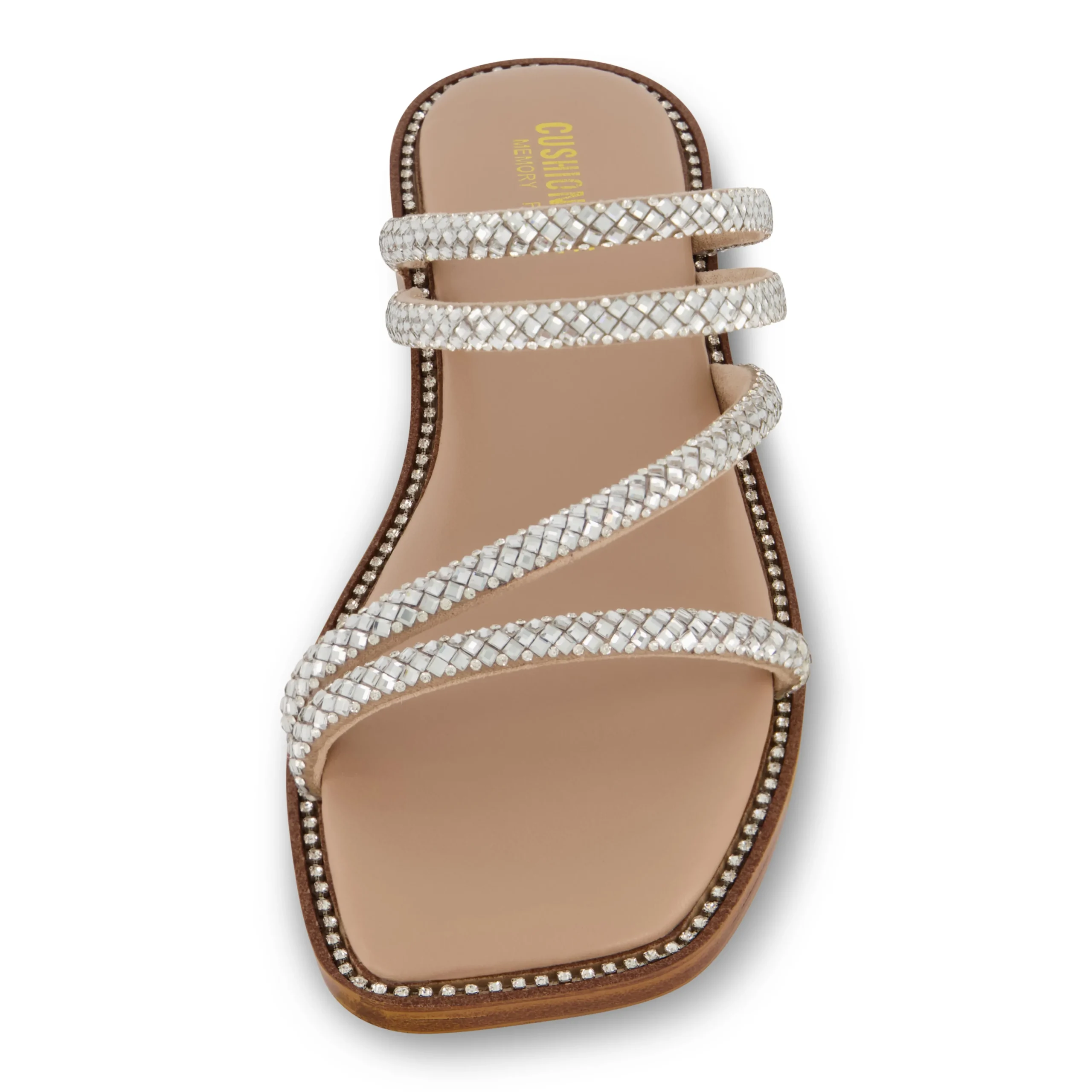 Slide Sandals | Flat Sandals>Cushionaire Varda Studded Strappy Sandal Silver