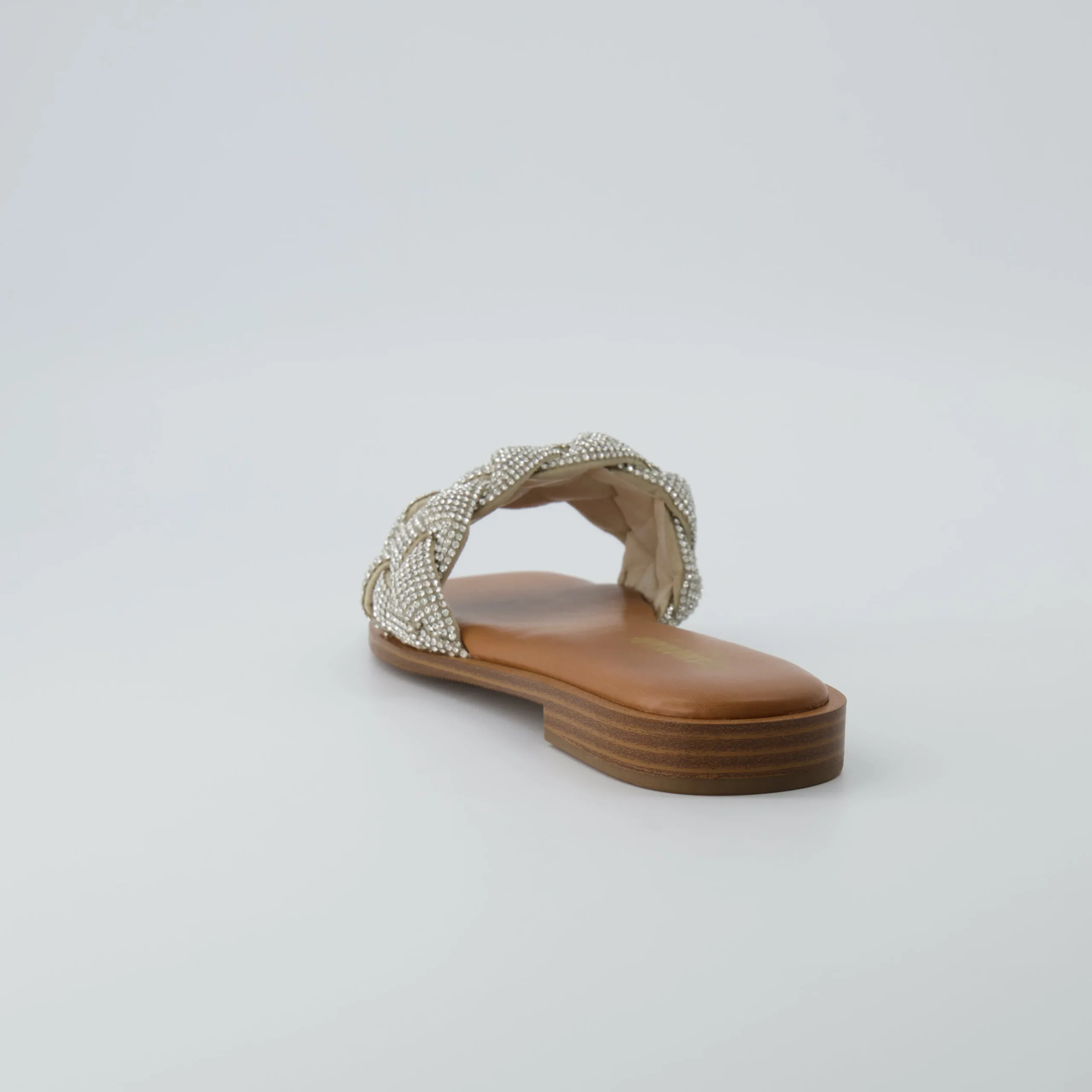 Slide Sandals | Flat Sandals>Cushionaire Verse Woven Rhinestone Slide Sandals SilverSparkle