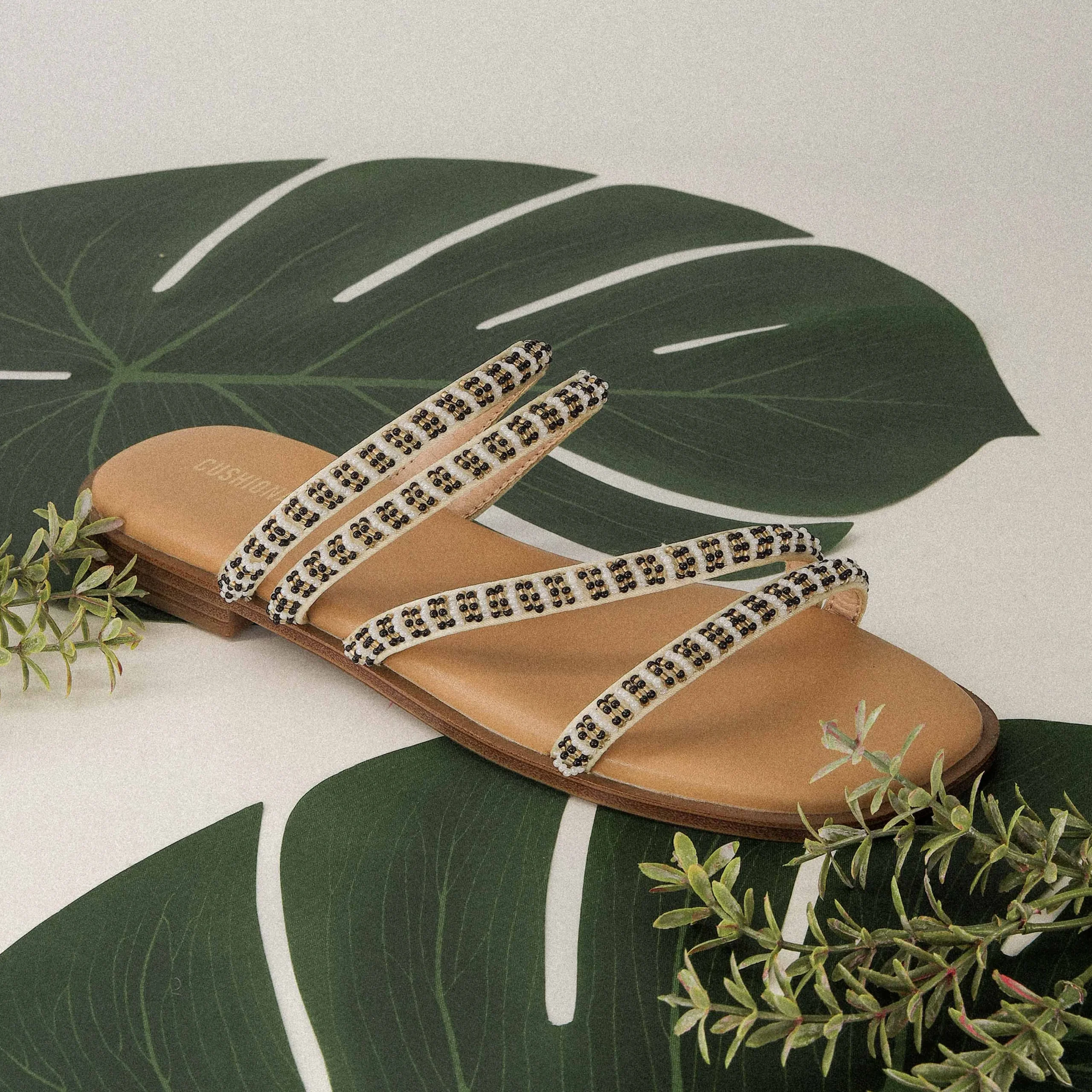 Flat Sandals>Cushionaire Vivid Beaded Flat Sandal Tan