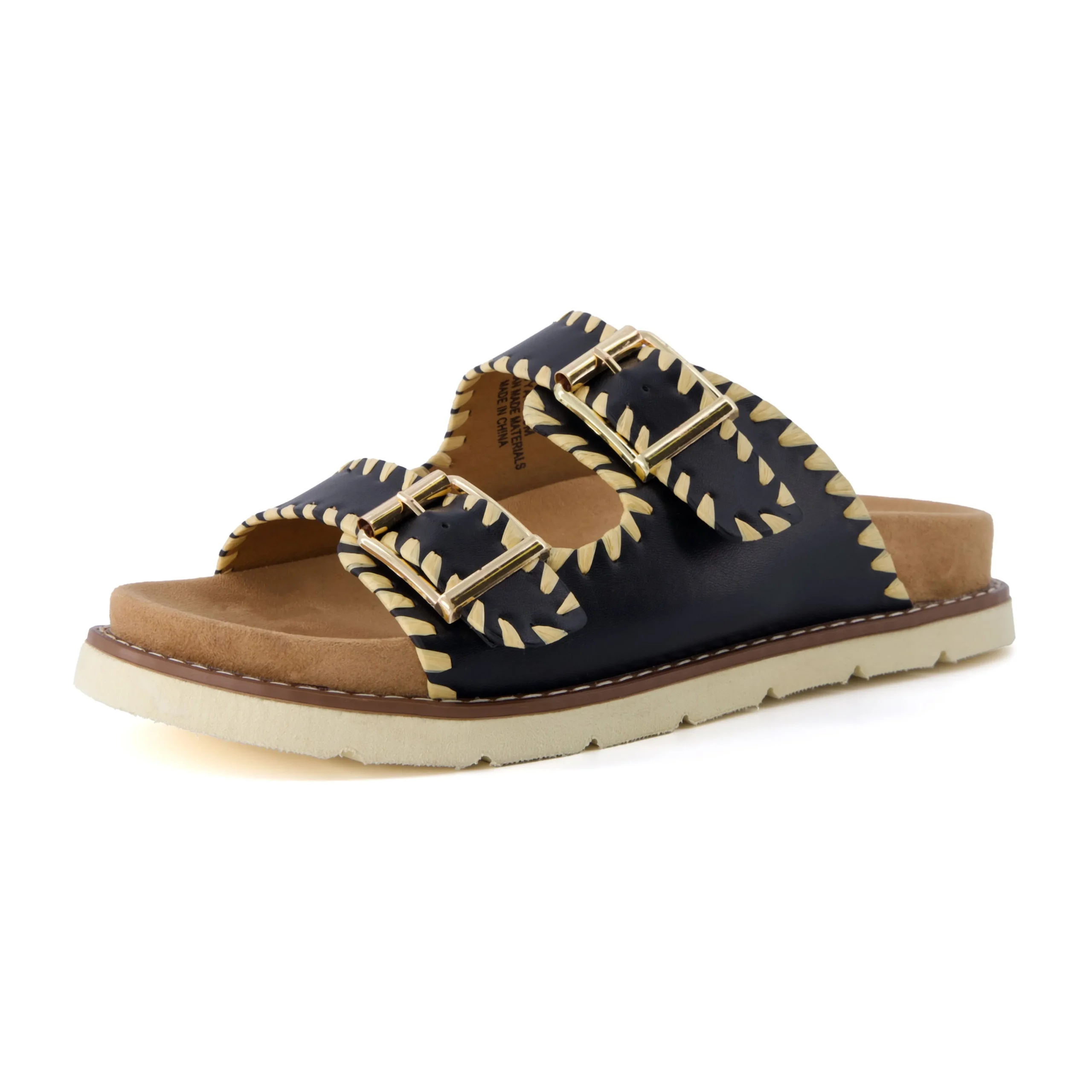 Slide Sandals | Footbed Sandals>Cushionaire Wyatt Whipstitch Footbed Sandal