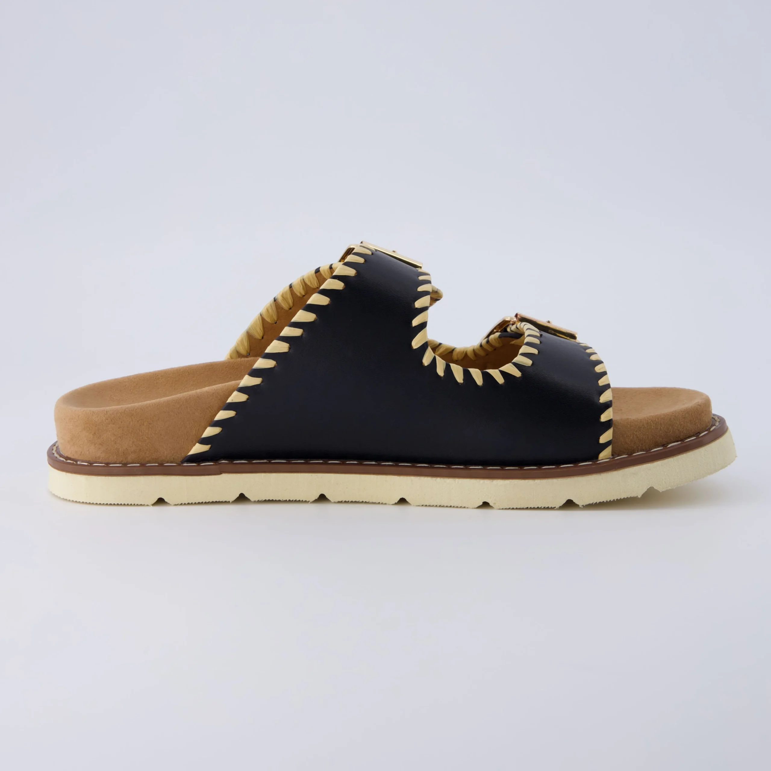 Slide Sandals | Footbed Sandals>Cushionaire Wyatt Whipstitch Footbed Sandal