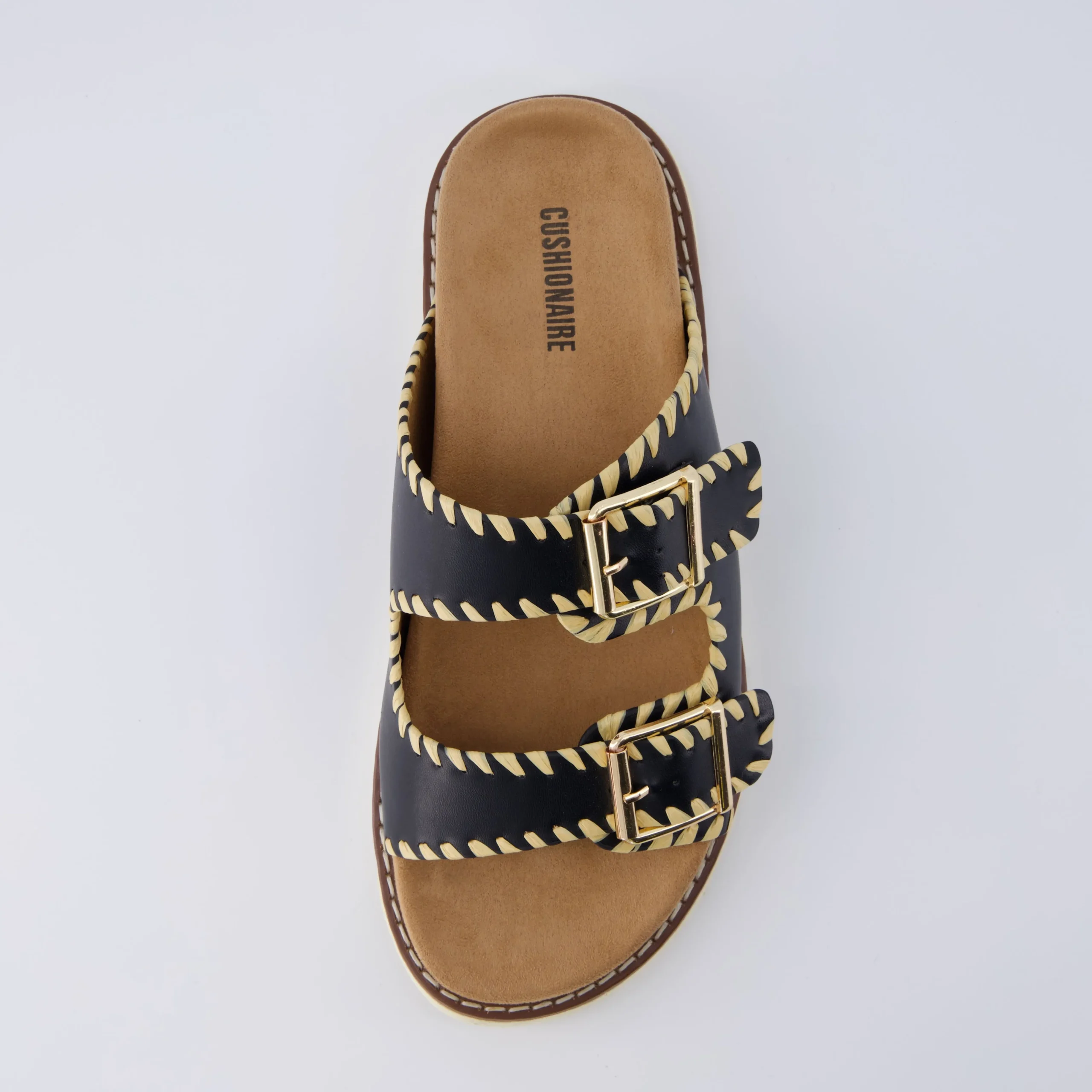 Slide Sandals | Footbed Sandals>Cushionaire Wyatt Whipstitch Footbed Sandal