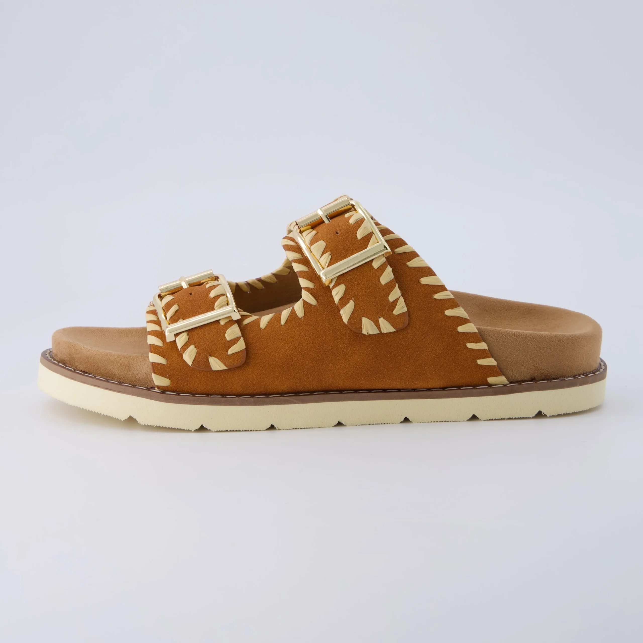 Slide Sandals | Footbed Sandals>Cushionaire Wyatt Whipstitch Footbed Sandal